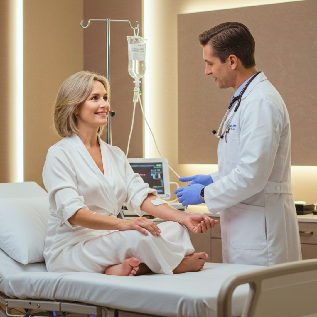 Patient and doctor talking abut Mesenchymal Stem cell therapy